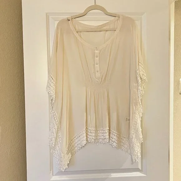 Warehouse White Ivory Crochet Blouse Top Shirt, ASO Kate Middleton - Picture 1 of 6